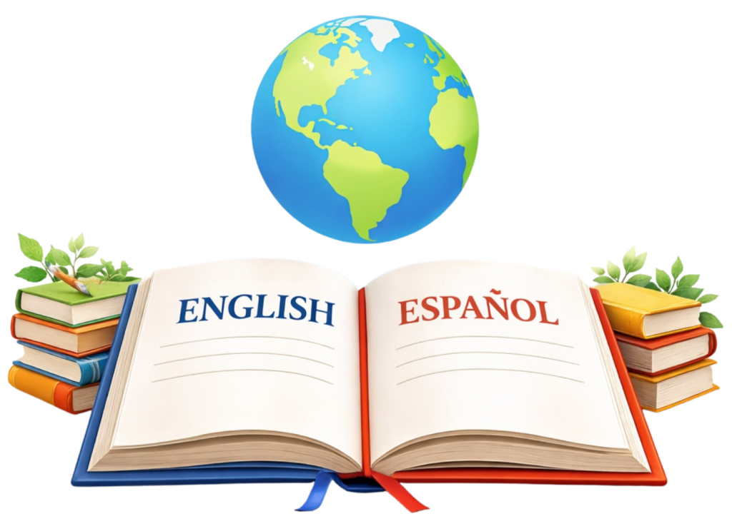Illustration representing English and Spanish language learning